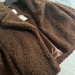 Cozy Brown Sherpa Jacket NWT Side Pockets